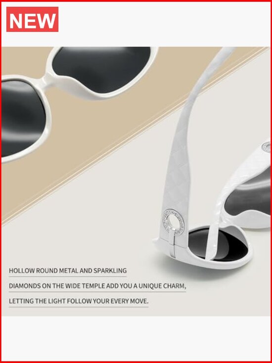 Large Rectangle Polarized UV Protection Sunglasses with Rhinestones main image 5